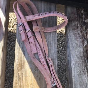 Pink nylon horse headstall